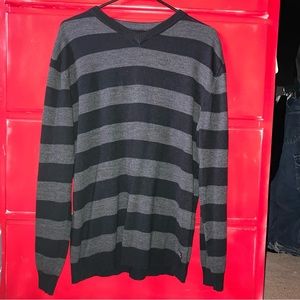 Black and grey striped oversized sweater